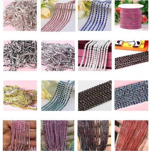 High Quality 1M/lot 23 Color Transparent Rhinestone Chain 2/2.5/2.8/3mm For DIY Exquisite Jewelry Making Accessories