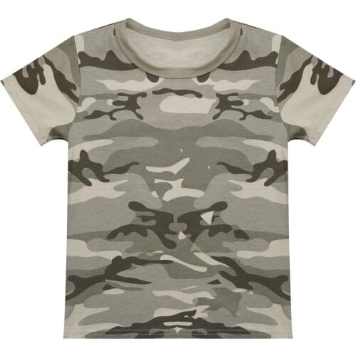 Kids Boys Summer Casual Top Boutique Cotton Camo Top Children Short Sleeves Camouflage Stylish T-shirt
