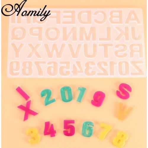 Aomily Alphabet Letter Digital Silicone Resin Epoxy Mold DIY Jewelry Mold Crystal Diamond Mold Birthday Fondant Cake Decoration