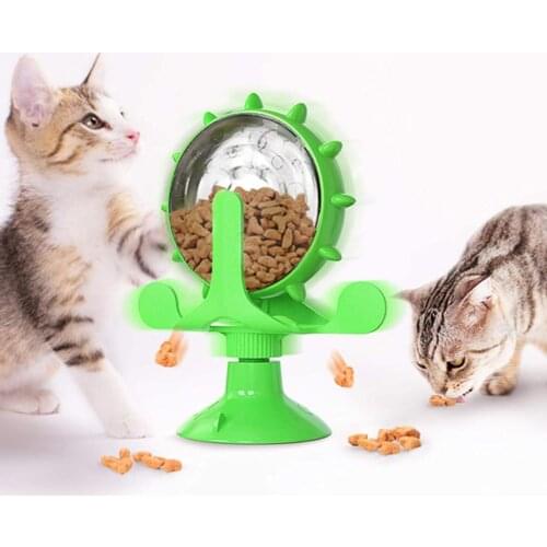 Puppy Dog Food Leaker Toys Funny Cat Slow Food Leaker Windmill Turntable Toys 360 Degrees Rotaion Leaking Toy