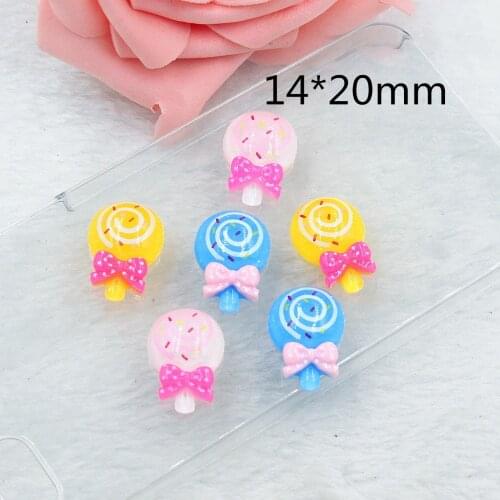 50pcs/lot flat back resin foods lollipop mix colors DIY resin cabochons accessories