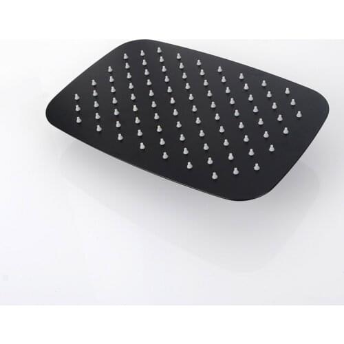 Round Rectangle Design Stainless Steel Bathroom Shower Accessories Top Spraying Blak And Chrome Rain Shower Head