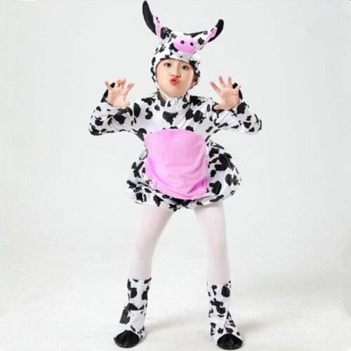 Cute Cow Clothes For Girls Animal Cosplay Costume Kindergarten Performance Clothing For OX Year Festival