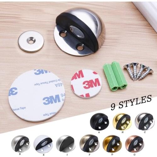 Stainless Steel Non Punching Sticker HiddenRubber Door Stopper Door Holders Catch Floor Mounted Nail-free Door Stops