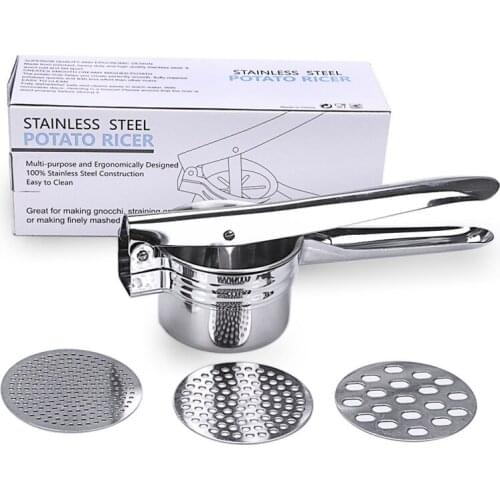 New Potato Mashers Ricers Kitchen Cooking Tools Stainless Steel Pressure Mud Puree Vegetable Fruit Press Maker Garlic Presser