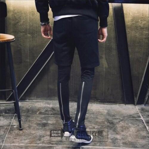 27-44 New Fake Two Sweatpants Autumn And Winter Personality Casual Trousers Feet Pants Harem Pants Fake Two Piece Pants Costumes