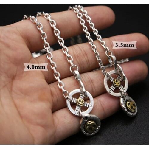 925 Sterling Silver color Necklace Men Jewelry Bohemia Eagle Feather Chain Pendant Necklace women Fine Jewelry Thick 3.5mm&4mm