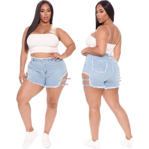 Cross-border HSF2469 Amazon is designed for European and American fashion temperament commuter straight pants wash jeans shorts