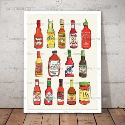 Hot Sauce Poster Kitchen Food Canvas Painting Color Wall Art Prints Minimalist Pictures for Living Room On The Wall Home Decor