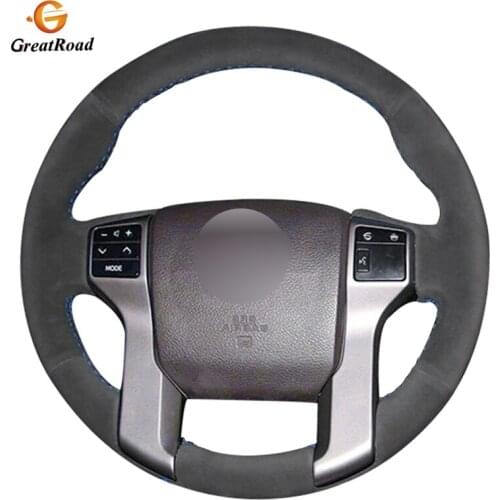 Hand-stitched DIY Black Suede Car Steering Wheel Cover for Toyota Land Cruiser Prado 2010-2017 Tundra 2014-2019 Tacoma 2012-2019
