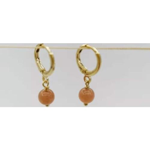 Sunstone Drop Earrings High Quality Natural Stones Pendants Charms 14K Gold Filled Dangle Hoops For Women Simple Elegant Earring