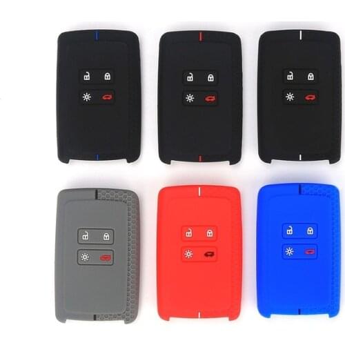 Funda de silicona para llave de coche, carcasa Fob para Renault KOLEOS, Kadjar, Arkana 2017, Samsung QM5, Juego de 4 botones