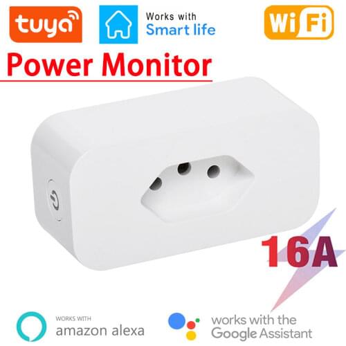 WiFi Smart Plug 16A Brazil Socket Power Outlet Tuya Smart Home For Alexa Google Assistant Voice Control Energy Monitor Timing
