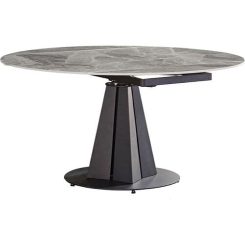 Telescopic rock plate dining table and chair combination dining table household square table into round table
