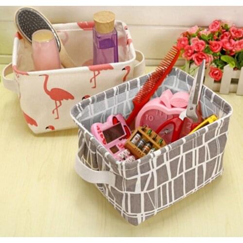 Fabric Storage Basket Box Useful Home Supplies Sundries Container Holder Household Desktop Jewelry Makeup Folding Organizer