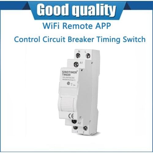 Home Smart 18mm 1P WiFi Remote APP Control Circuit Breaker Timing Switch Staircase Timer Din Rail 100V-240V AC Input