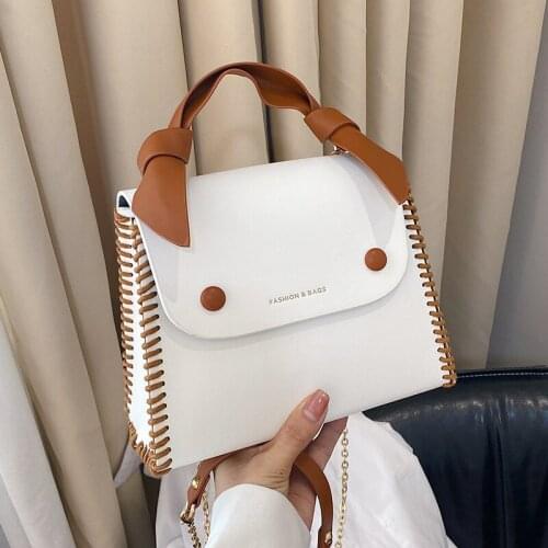 High-quality Womens Contrast Color Hand-woven Shoulder Bag 2021 New Female Bag Autumn Net Red Single Shoulder Messenger Handbag