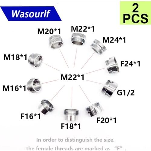 WASOURLF 2PC M22 male thread transfer M18 male connector shower bathroom kitchen brass chrome faucet accessories connected hose