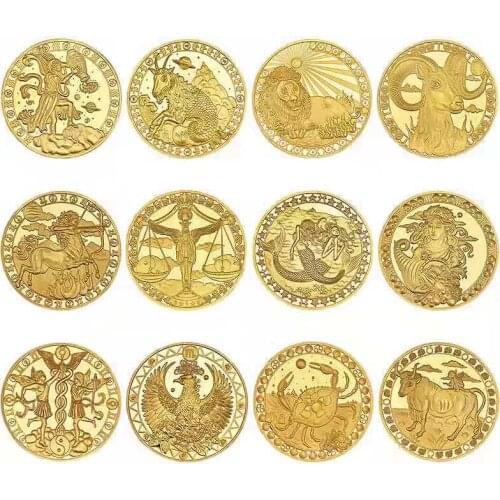 Commemorative Medallion Gold 12 Constellations And Santa Commemorative Coins Metal Crafts Gold-Plated Medallion Medals