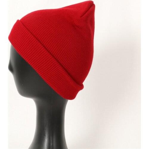 2019 wholesale autumn winter women unisex Solid color knit Bright color warm wool like Acrylic candy color beanie hat