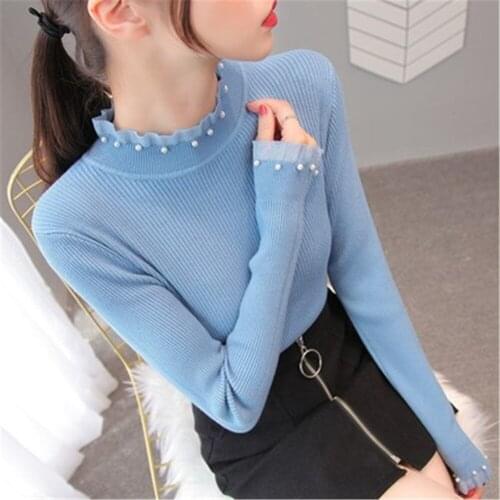 Korean 2021 Woman Sweaters Turtleneck Sweater Womens Autumn Winter Fashion Style Slim Fit Knitwear Long Sleeve Underwear Top