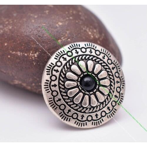 10pcs 30mm Retro Silver Southwest Ethnic Floral DIY Leathercraft Belt Accessories Black Bead Leather Project Concho Screwback