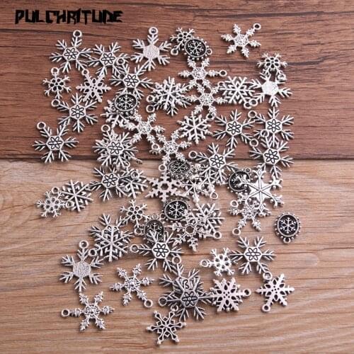 20pcs Mixed Christmas Snowflake Charms Pendants For Jewelry Making Diy Handmade Jewelry