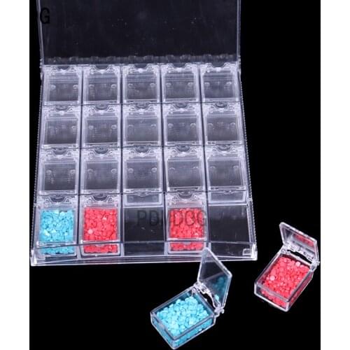 20 Slots Diamond Embroidery Painting Box Accessory Case Clear plastic Beads Display Storage Boxes pill case Cross Stitch Tools