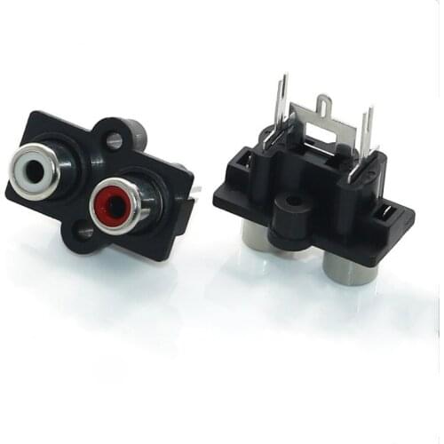 200PCS 2 Hole 2 WAY RCA Female Stereo Audio Jack AV Audio Input Socket Connector Amplifier Interface Signal Connection