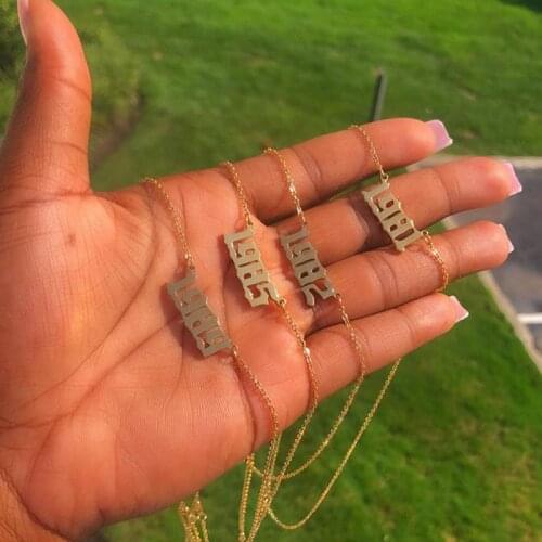 3UMeter Fashion Year Number Necklaces for Women Pendant Year Necklace Birthday Gift For Boyfriend Famliy Drop Shipping