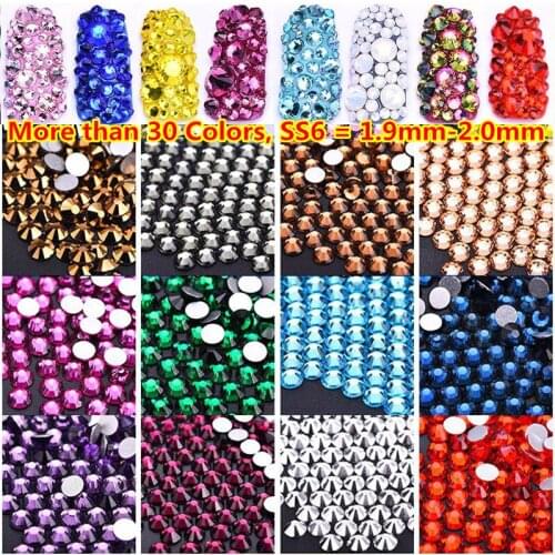 30 Colors 1440pcs SS6 (1.9-2.1mm) Multi Colors Nail Art Cristal Flatback Nail Crystal rhinestones crystal 3D Nail Art Decoration