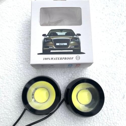 12V Ultra Bright Round 18W COB LED Eagle Eye Car Fog DRL Daytime Running Lights Auto Auxiliary fog light IP67 6000K Flood Lamp