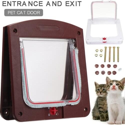 Pet Door 4 Ways Locking Small Large Dog Cat Flap Magnetic Door Gate Frame Flap Doors 24.4*20.3*3cm