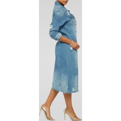 Denim Jacket coat Womens Windbreaker Loose Long Denim Cloak 2021 Winter Plus Size Tops Coat Women Fashion Ripped Overcoat New