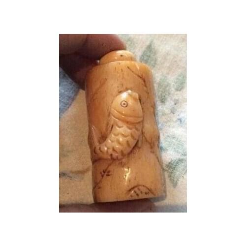 Fine handmade bone carving snuff bottleFish / Turtle / Dragonfly / dolphins / cicada / Rabbit / elephant