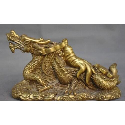 China Feng Shui bronze auspicious wealth ruyi Ginseng Zodiac year Dragon statue