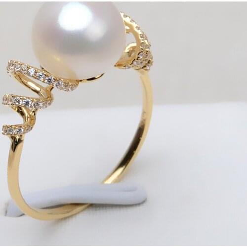 Classical Trendy Real 18K Gold Ring Mountings Settings AU750 Jewelry Findings for Pearls Coral Agate Crystal Beads Stones