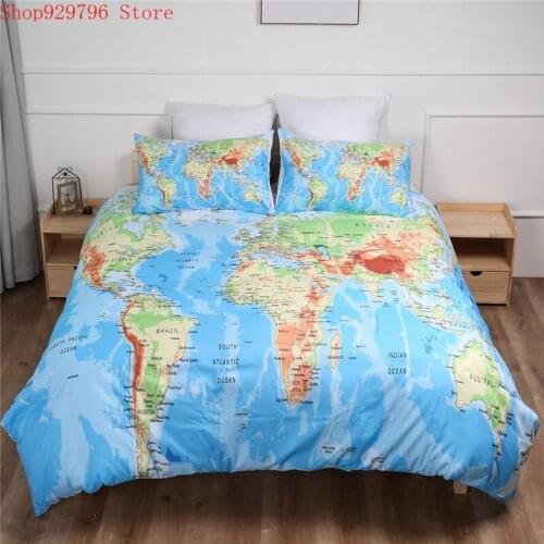 World Map Duvet Cover Set Single Double Bedding Set Twin Full Queen King Size Bed Linen Nordic For Kid Boy Teen Adult Bedclothes