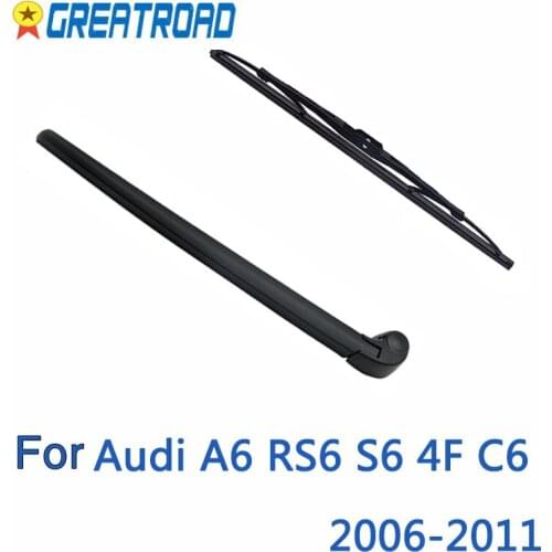 Wiper 14" Rear Wiper Blade & Arm Set Kit For Audi A6 RS6 S6 4F C6 2005 2006 2007 2008 2009 2010 11 Windshield Windscreen