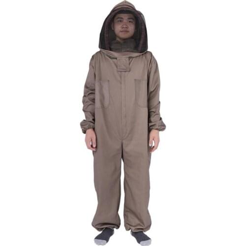 Lightweight Cotton Apiarist Beekeeping Suit Coffee L/XL/XXL Sizes Smooth Zipper Hooded-veil Protective beekeeping suit