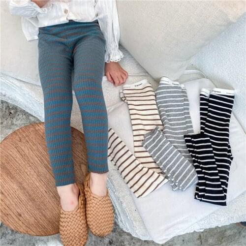 2020 Hot Sale Lovely Striped Solid Color And Cotton Material Girls Pants Autumn New Arrival Baby Girls Outwear Leggings