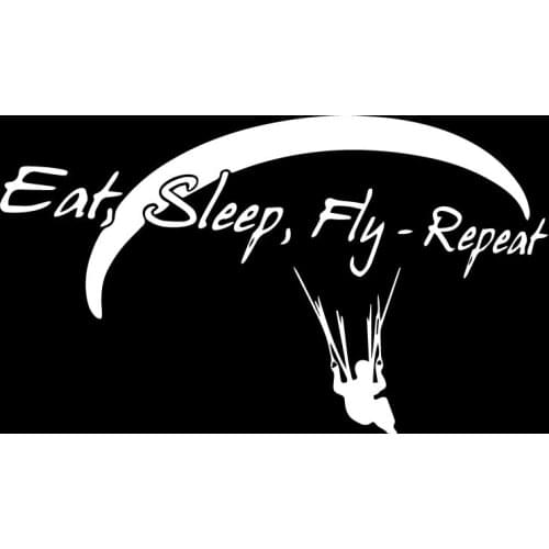 PARAGLIDING Eat Sleep Fly Repeat Fashion Stickers Decals Car Styling Black/Silver Cover Scratches Anti-UV Waterproof Accessories