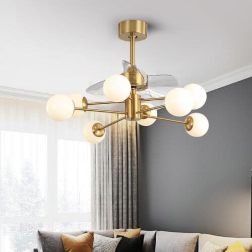 Nordic minimalist living room ceiling fan light restaurant ceiling fan light smart stealth bedroom ceiling fan with light85-265V