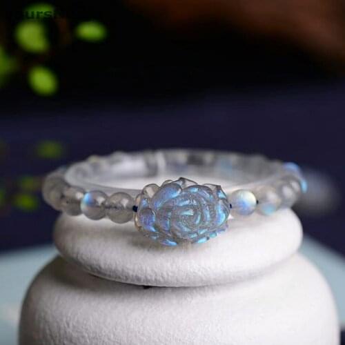 Wholesale JoursNeige Gray Moonlight Natural Stone Bracelets Round Beads with Flower Bracelet for Women Crystal Bracelet Jewelry