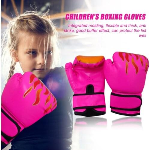 2pcs Boxing Gloves Kids Breathable Muay Thai Sparring Punching Karate Kickboxing Professional Flame Training Fighting Gloves