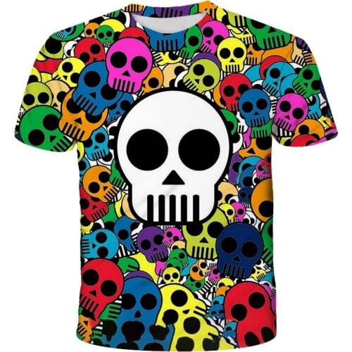Superior Quality 3D-Printed Skull T-Shirt Kids Summer Hip Hop Style Boy Clothes Boy Girls Personality Punk T-Shirt Tops