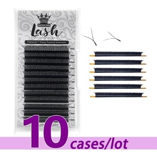 10Cases/Lot MASSCAKU Sell 8-15mm Length Y Lash Extensions Of Fanning Eyelash Extensions premium YY volume eyelash extension