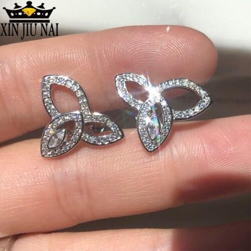 S925 sterling silver delicate temperament simple diamond-set zircon bow earrings silver needle sweet net red earrings