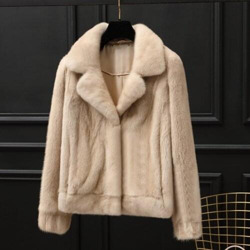 Mink fur coat whole fur coat short mother hair 2019 womens clothing outerwear jacket coats winter coat new suit collar suede