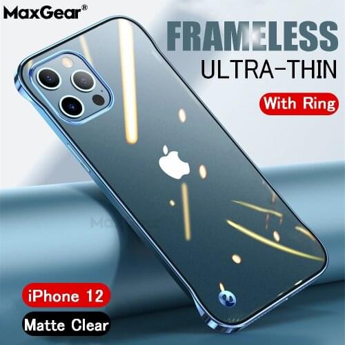 Slim Matte Hard PC Frameless Case For iPhone 12 Mini 11 Pro Xs Max XR X 6 6s 7 8 Plus SE Clear No Frame Cover+Ring 12Pro Fundas